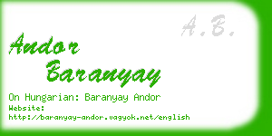 andor baranyay business card